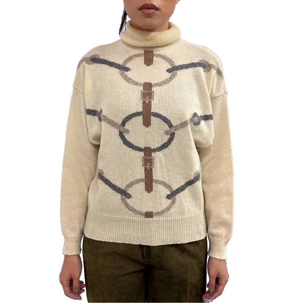 HERMES Paris Camel Turtleneck Sweater Size 42